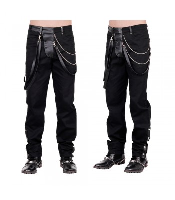 Steampunk Vintage Trouser Men Goth Black Gens Steam Pant 